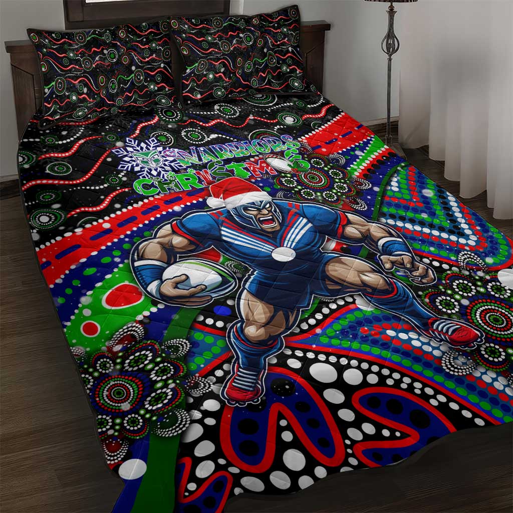 Merry Christmas New Zealand Warriors Quilt Bed Set Aboriginal Santa Rugby Mascot