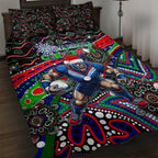Merry Christmas New Zealand Warriors Quilt Bed Set Aboriginal Santa Rugby Mascot