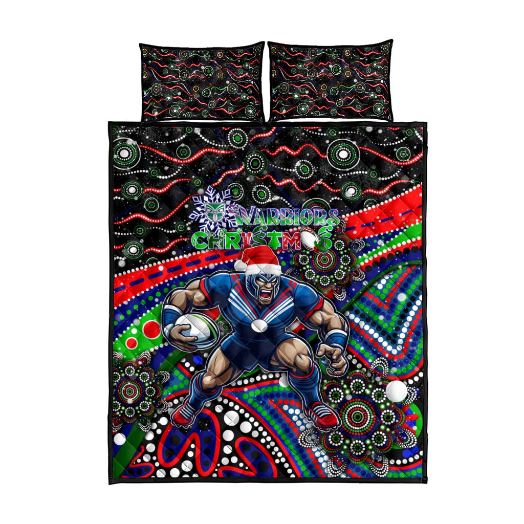 Merry Christmas New Zealand Warriors Quilt Bed Set Aboriginal Santa Rugby Mascot