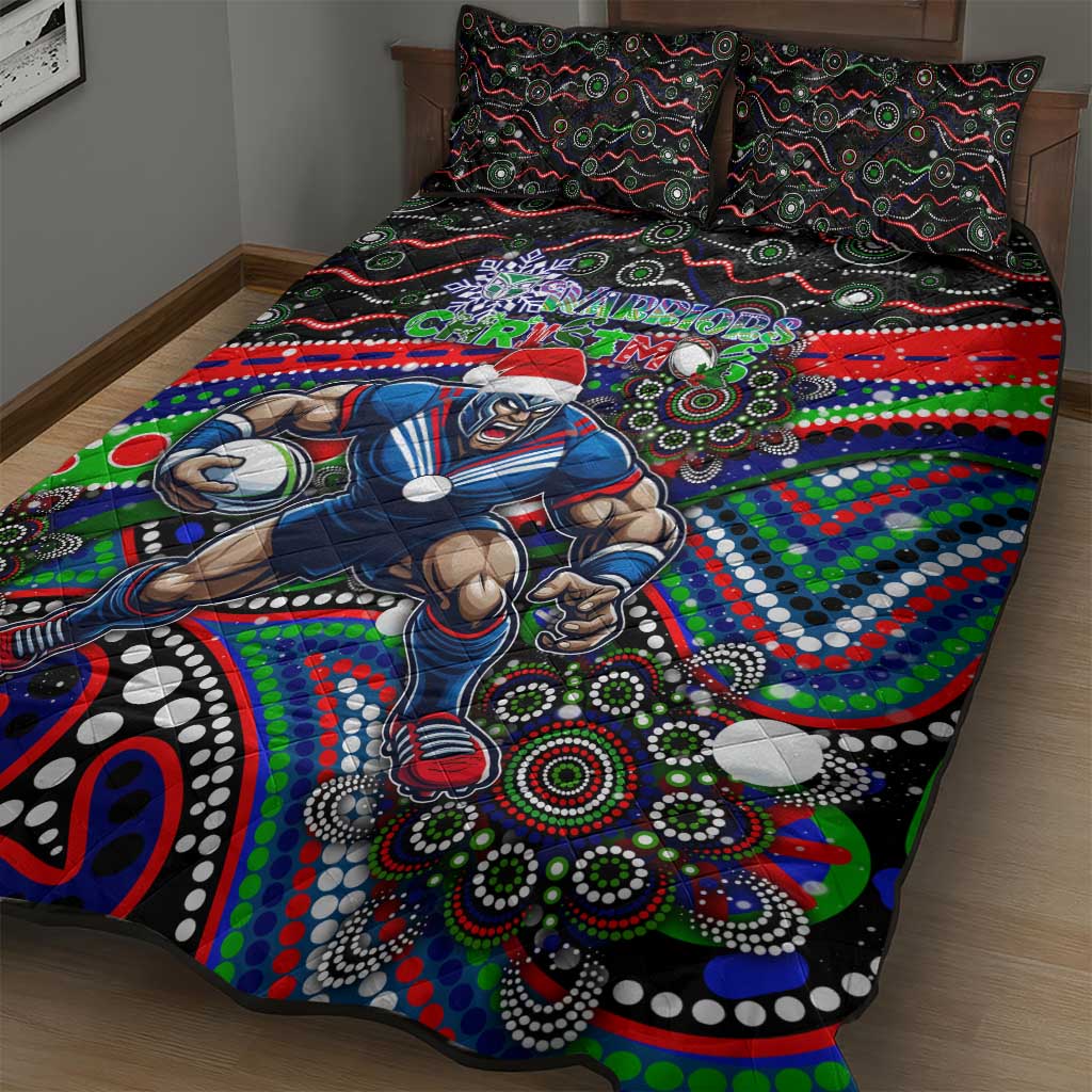Merry Christmas New Zealand Warriors Quilt Bed Set Aboriginal Santa Rugby Mascot