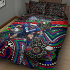 Merry Christmas New Zealand Warriors Quilt Bed Set Aboriginal Santa Rugby Mascot
