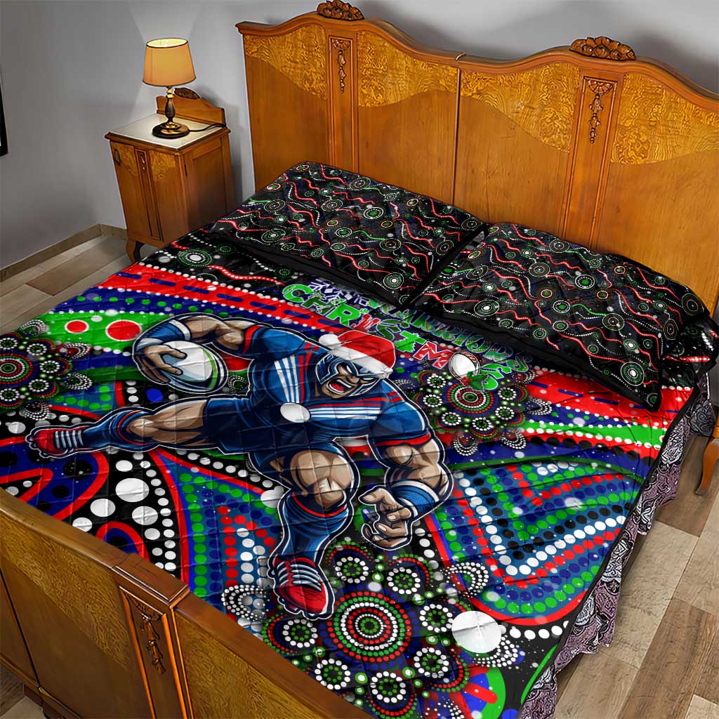 Merry Christmas New Zealand Warriors Quilt Bed Set Aboriginal Santa Rugby Mascot