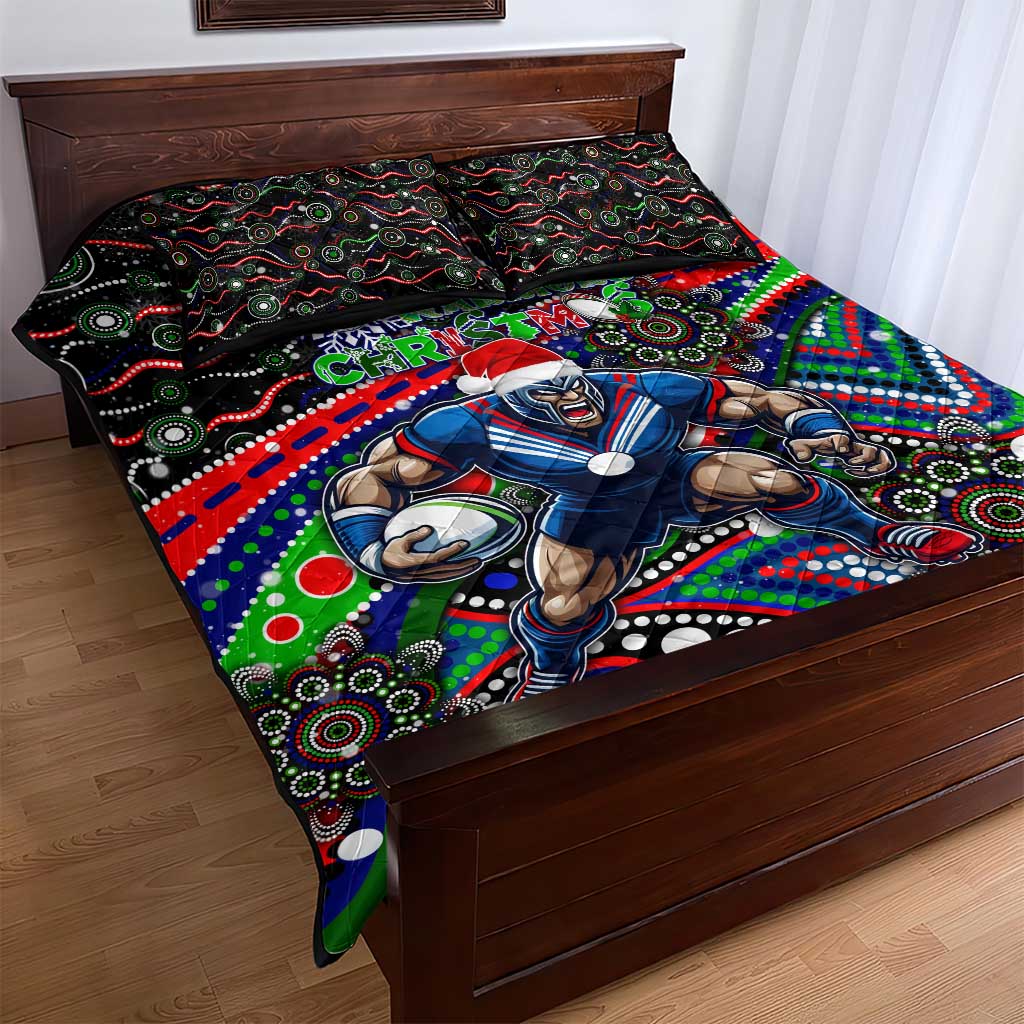 Merry Christmas New Zealand Warriors Quilt Bed Set Aboriginal Santa Rugby Mascot
