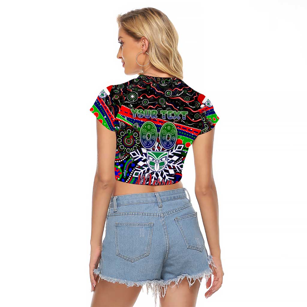 Merry Christmas New Zealand Warriors Raglan Cropped T Shirt Aboriginal Santa Rugby Mascot