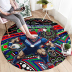 Merry Christmas New Zealand Warriors Round Carpet Aboriginal Santa Rugby Mascot