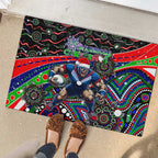 Merry Christmas New Zealand Warriors Rubber Doormat Aboriginal Santa Rugby Mascot