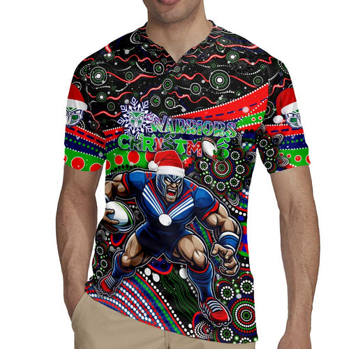 Merry Christmas New Zealand Warriors Rugby Jersey Aboriginal Santa Rugby Mascot