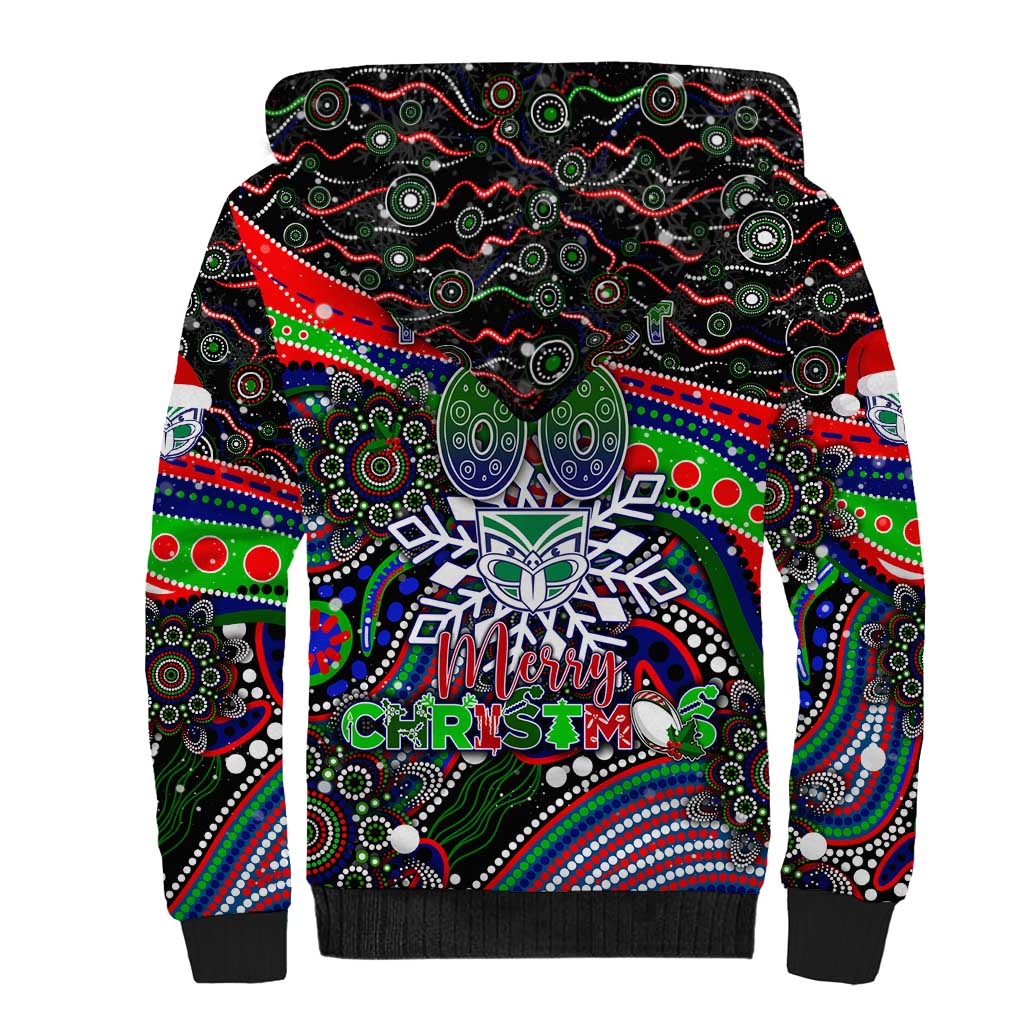 Merry Christmas New Zealand Warriors Sherpa Hoodie Aboriginal Santa Rugby Mascot