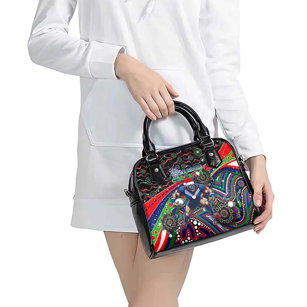 Merry Christmas New Zealand Warriors Shoulder Handbag Aboriginal Santa Rugby Mascot