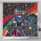 Merry Christmas New Zealand Warriors Shower Curtain Aboriginal Santa Rugby Mascot