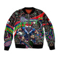 Merry Christmas New Zealand Warriors Sleeve Zip Bomber Jacket Aboriginal Santa Rugby Mascot