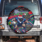 Merry Christmas New Zealand Warriors Spare Tire Cover Aboriginal Santa Rugby Mascot