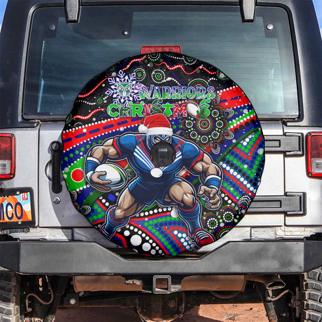 Merry Christmas New Zealand Warriors Spare Tire Cover Aboriginal Santa Rugby Mascot