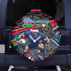 Merry Christmas New Zealand Warriors Spare Tire Cover Aboriginal Santa Rugby Mascot