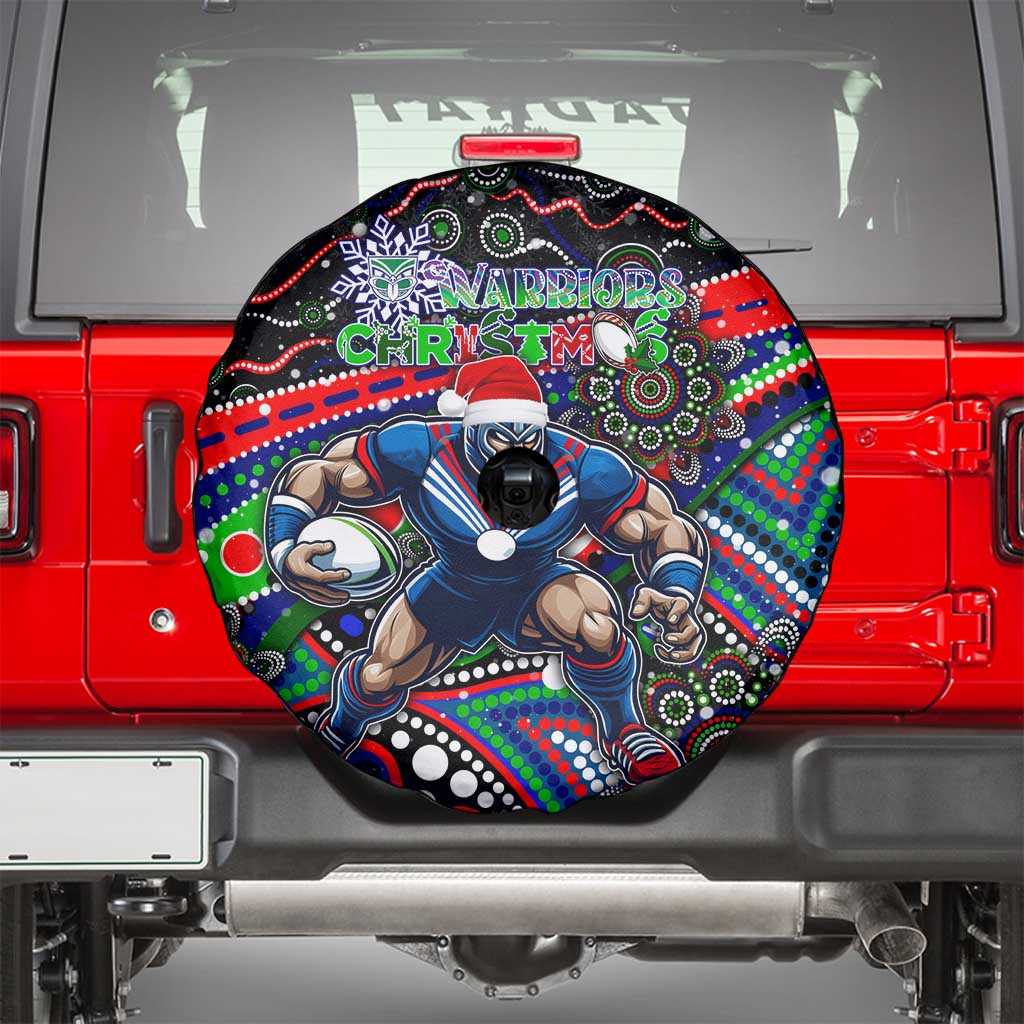 Merry Christmas New Zealand Warriors Spare Tire Cover Aboriginal Santa Rugby Mascot