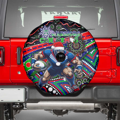 Merry Christmas New Zealand Warriors Spare Tire Cover Aboriginal Santa Rugby Mascot