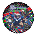 Merry Christmas New Zealand Warriors Spare Tire Cover Aboriginal Santa Rugby Mascot