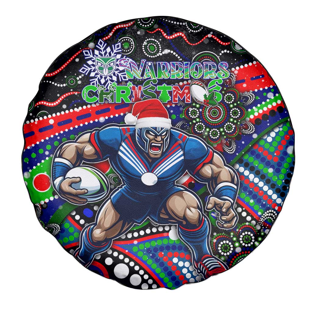 Merry Christmas New Zealand Warriors Spare Tire Cover Aboriginal Santa Rugby Mascot
