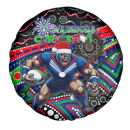 Merry Christmas New Zealand Warriors Spare Tire Cover Aboriginal Santa Rugby Mascot