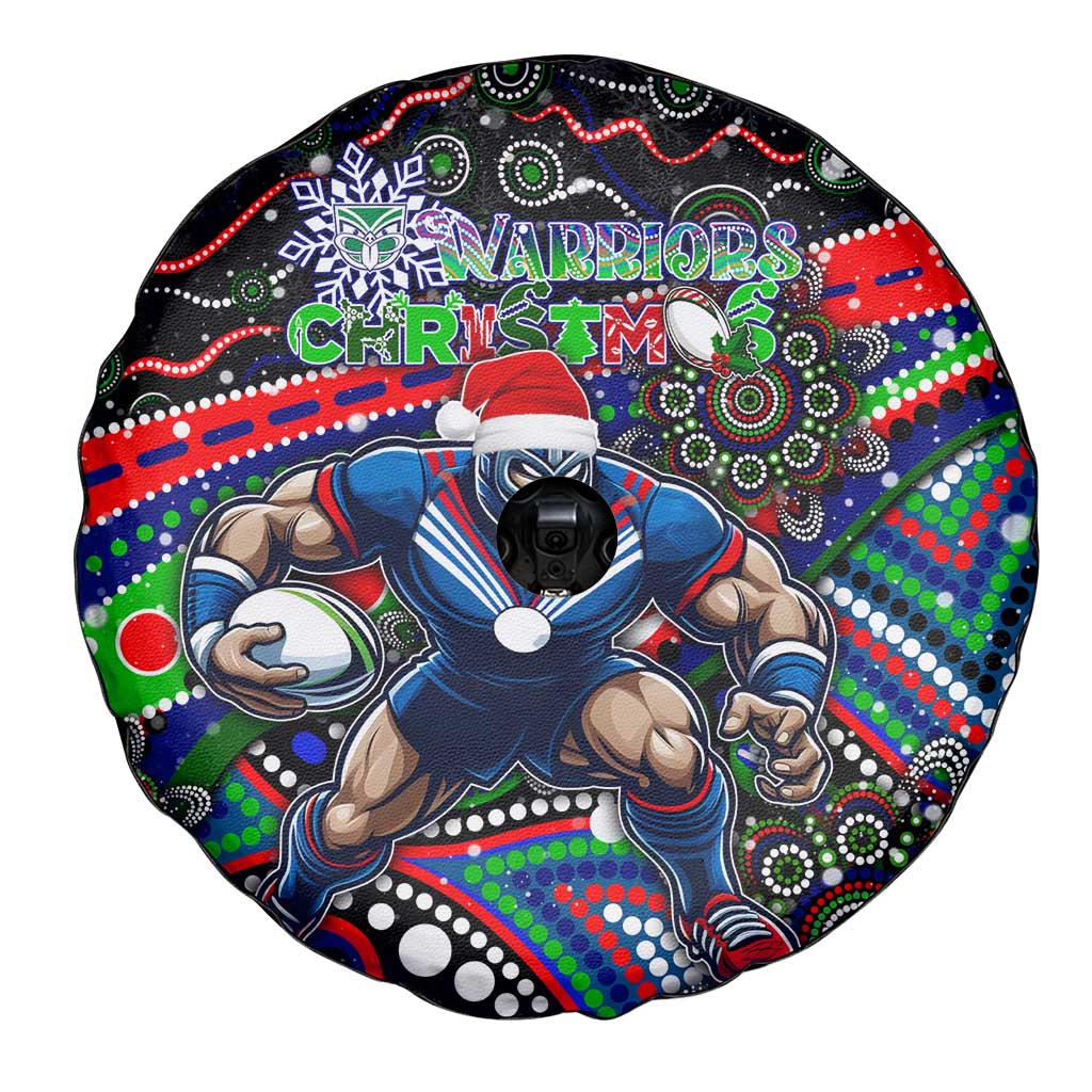 Merry Christmas New Zealand Warriors Spare Tire Cover Aboriginal Santa Rugby Mascot