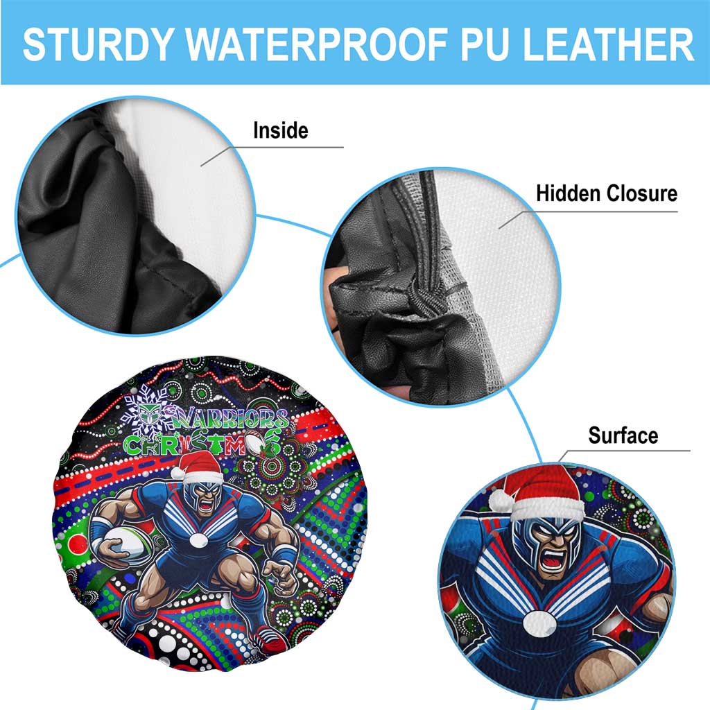 Merry Christmas New Zealand Warriors Spare Tire Cover Aboriginal Santa Rugby Mascot
