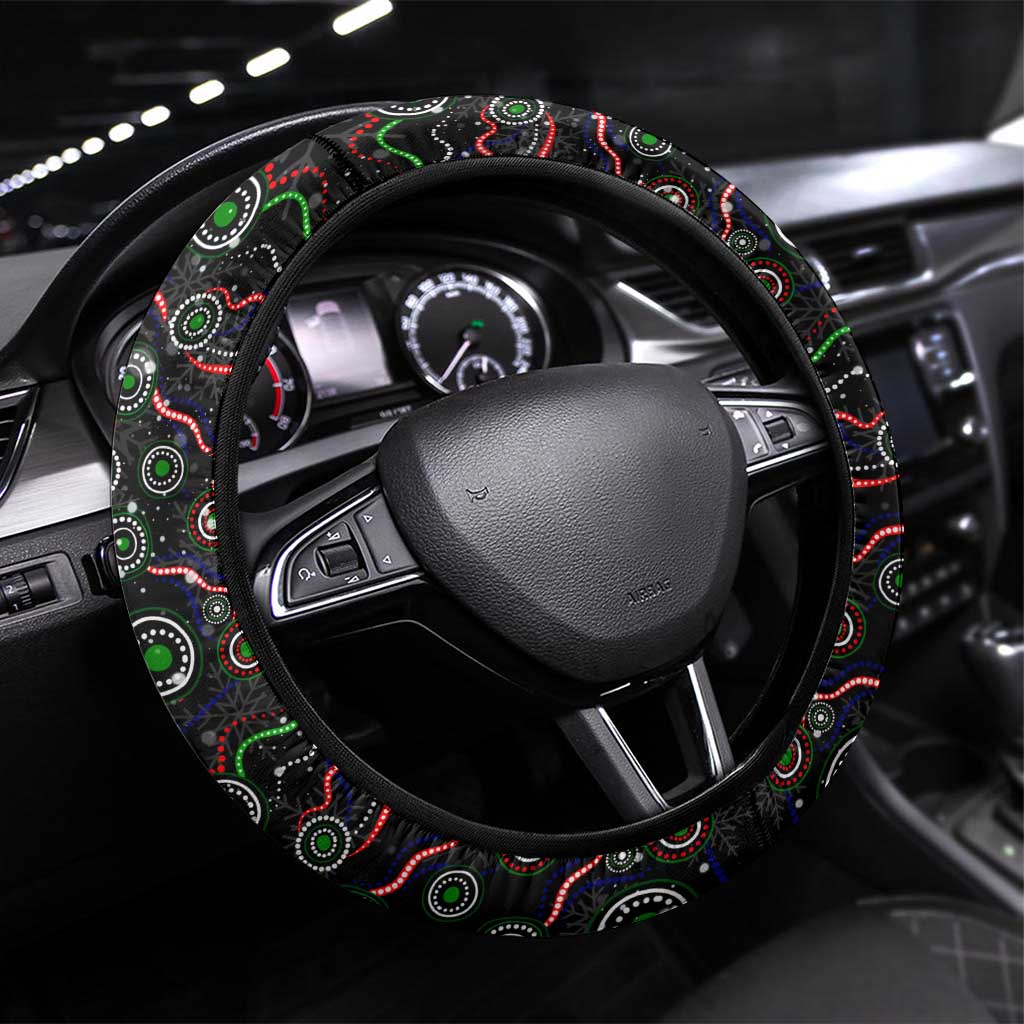 Merry Christmas New Zealand Warriors Steering Wheel Cover Aboriginal Santa Rugby Mascot