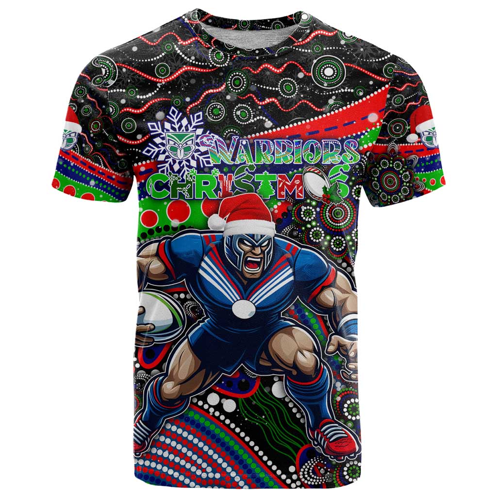 Merry Christmas New Zealand Warriors T Shirt Aboriginal Santa Rugby Mascot