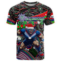 Merry Christmas New Zealand Warriors T Shirt Aboriginal Santa Rugby Mascot