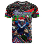 Merry Christmas New Zealand Warriors T Shirt Aboriginal Santa Rugby Mascot