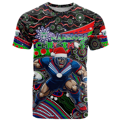 Merry Christmas New Zealand Warriors T Shirt Aboriginal Santa Rugby Mascot