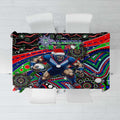 Merry Christmas New Zealand Warriors Tablecloth Aboriginal Santa Rugby Mascot