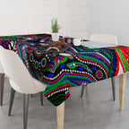 Merry Christmas New Zealand Warriors Tablecloth Aboriginal Santa Rugby Mascot