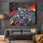 Merry Christmas New Zealand Warriors Tapestry Aboriginal Santa Rugby Mascot