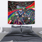 Merry Christmas New Zealand Warriors Tapestry Aboriginal Santa Rugby Mascot