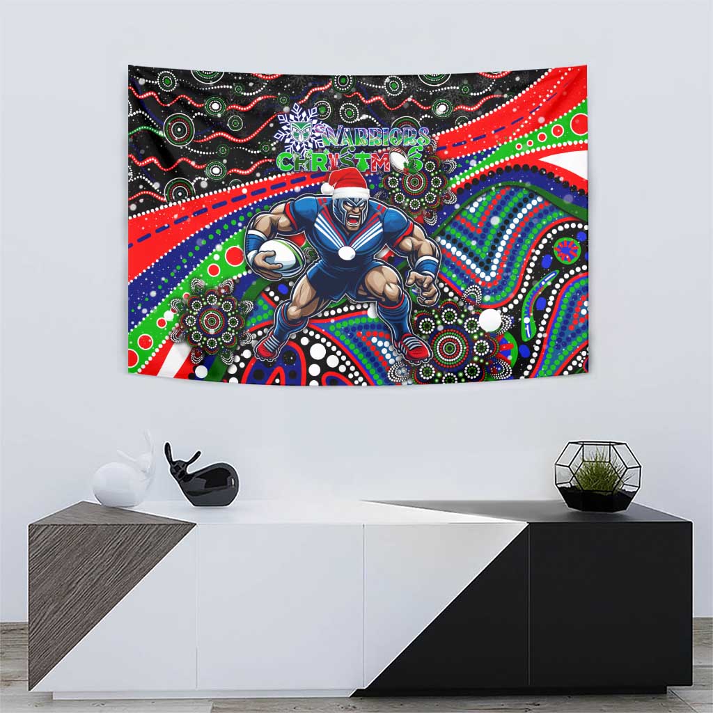 Merry Christmas New Zealand Warriors Tapestry Aboriginal Santa Rugby Mascot