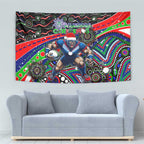 Merry Christmas New Zealand Warriors Tapestry Aboriginal Santa Rugby Mascot