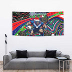 Merry Christmas New Zealand Warriors Tapestry Aboriginal Santa Rugby Mascot