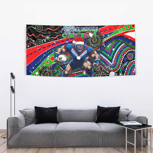 Merry Christmas New Zealand Warriors Tapestry Aboriginal Santa Rugby Mascot