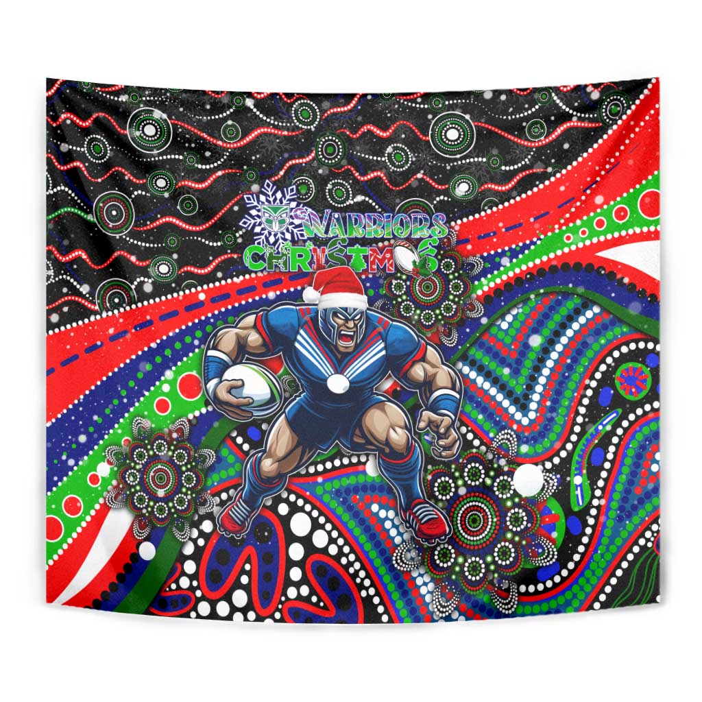 Merry Christmas New Zealand Warriors Tapestry Aboriginal Santa Rugby Mascot