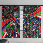 Merry Christmas New Zealand Warriors Window Curtain Aboriginal Santa Rugby Mascot