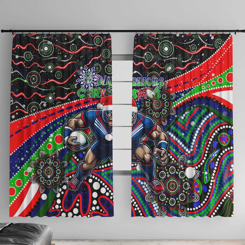 Merry Christmas New Zealand Warriors Window Curtain Aboriginal Santa Rugby Mascot