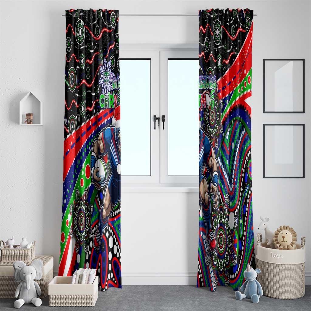 Merry Christmas New Zealand Warriors Window Curtain Aboriginal Santa Rugby Mascot