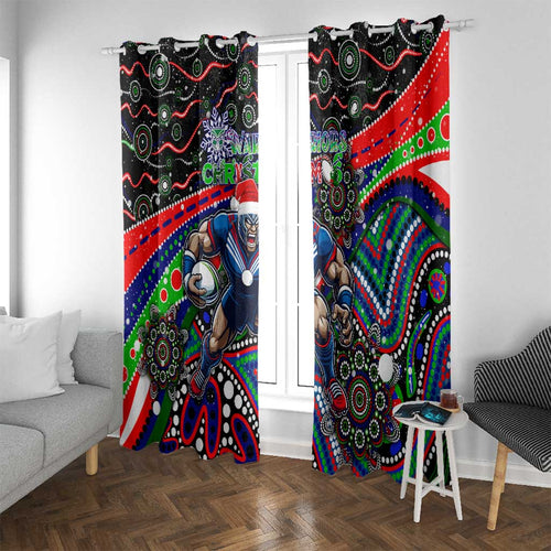 Merry Christmas New Zealand Warriors Window Curtain Aboriginal Santa Rugby Mascot