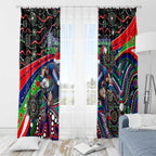 Merry Christmas New Zealand Warriors Window Curtain Aboriginal Santa Rugby Mascot