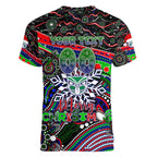 Merry Christmas New Zealand Warriors Women V-Neck T-Shirt Aboriginal Santa Rugby Mascot