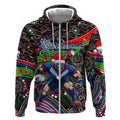 Merry Christmas New Zealand Warriors Zip Hoodie Aboriginal Santa Rugby Mascot