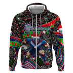 Merry Christmas New Zealand Warriors Zip Hoodie Aboriginal Santa Rugby Mascot