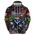 Merry Christmas New Zealand Warriors Zip Hoodie Aboriginal Santa Rugby Mascot