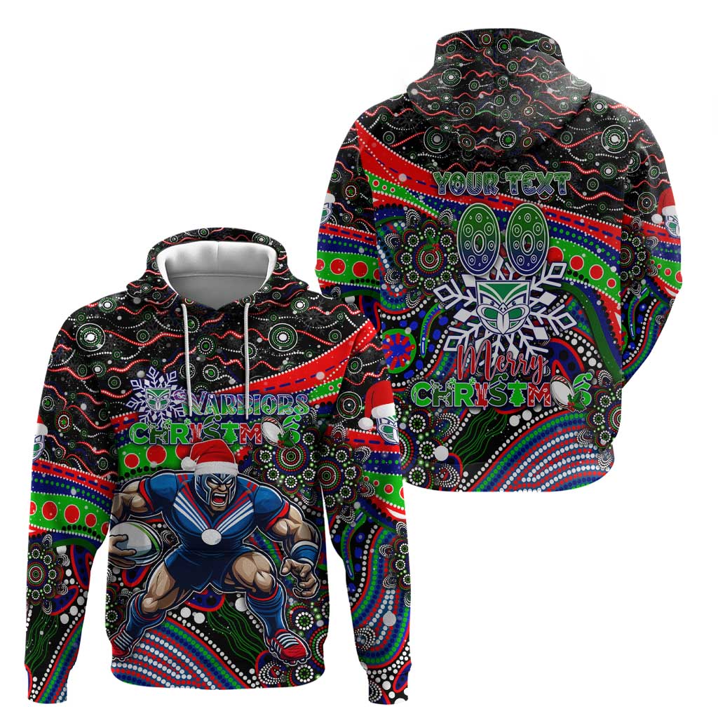 Merry Christmas New Zealand Warriors Zip Hoodie Aboriginal Santa Rugby Mascot