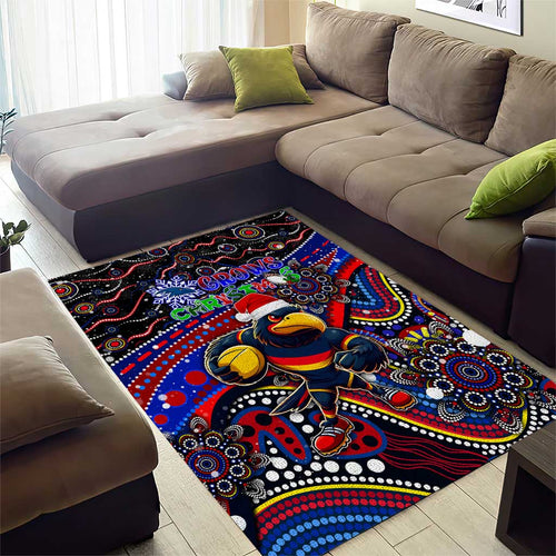 Merry Christmas AFL Adelaide Crows Area Rug Aboriginal Santa Football Mascot